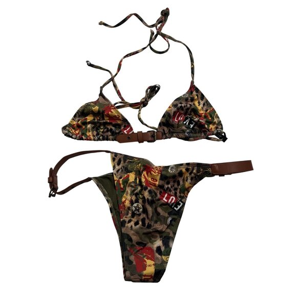 Jaded London Untamed Triangle Bikini Top & Micro Bottoms in Camo Leopard - Picture 1 of 5